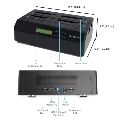 StarTech.com 4-Bay Hard Drive Duplicator and Eraser, Standalone 1:3 SATA HDD/SSD Cloner/Copier, USB 3.0 / eSATA to SATA Docking Station, Hard Drive Duplicator a – image 8