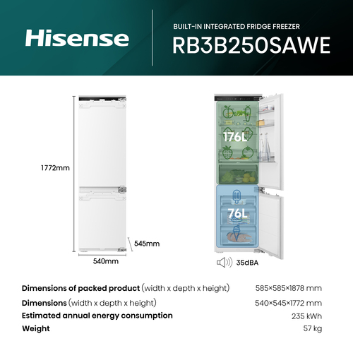Hisense RB3B250SAWE1 fridge-freezer Built-in – image 7