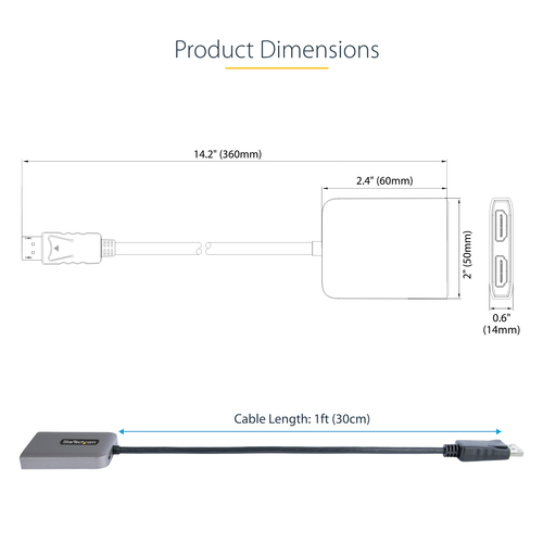 StarTech.com Videoadapter DisplayPort / HDMI Grå – billede 8