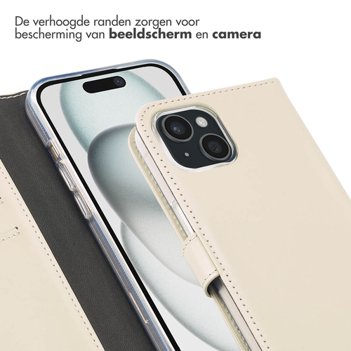 Selencia Echt Lederen Bookcase iPhone 15 - Greige, afbeelding 4