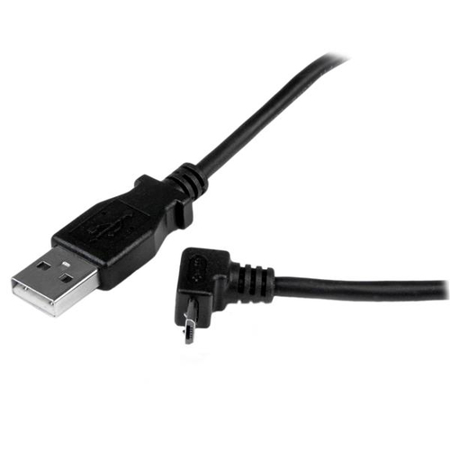 StarTech.com 1m Micro USB Cable Cord - A to Up Angle Micro B - Up Angled Micro USB Cable - 1x USB A (M), 1x USB Micro B (M) - Black (USBAUB1MU) USB-kabel 1m Sort – billede 2