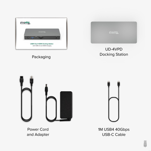 Plugable Technologies USB C Docking Station Dual Monitor, 11-in-1, USB4 – image 6