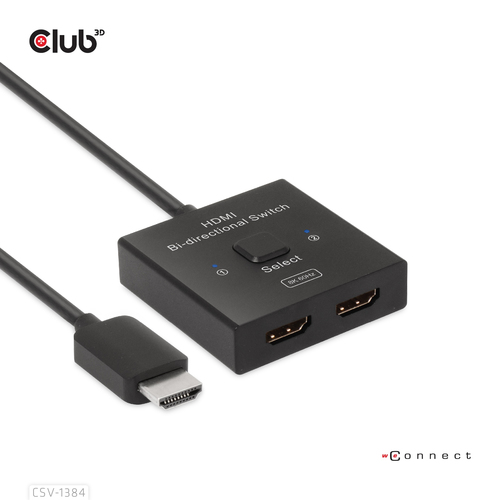 Club 3D HDMI switch 2-in-1 bi-directional for 8K60Hz or 4K120Hz, afbeelding 3