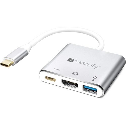 Techly IADAP USB31-HDMIPTY док-станция для ноутбука Проводная USB 3.2 Gen 1 (3.1 Gen 1) Type-C Серебристый