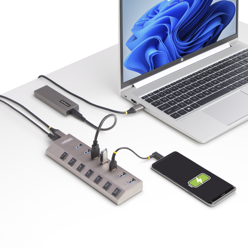 StarTech.com 7-Port Self-Powered USB-C Hub with Individual OnOff Switches, USB 3.0 5Gbps Expansion Hub wPower Supply, DesktopLaptop USB-C to USB-A, afbeelding 10