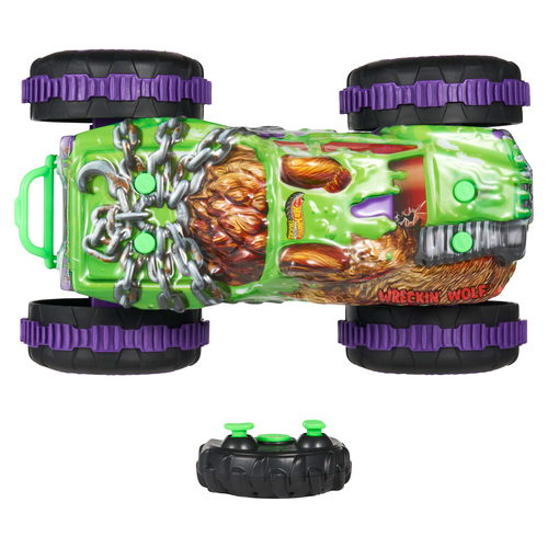 Hot Wheels Monster Trucks Mutant Chaos Wreckin’ Wolf RC, Battery-Powered Remote-Control Toy – image 2