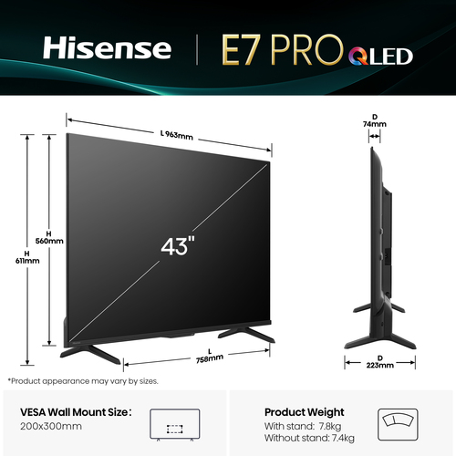 Hisense 43E7QTUK PRO – image 2
