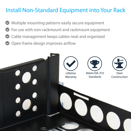 StarTech.com 2U Universal Rack Mount Rails - for 19in Server Rack Enclosure or Cabinet - Adjustable A/V Rack Rails (UNIRAILS2U) Rack-spor Sort – billede 4