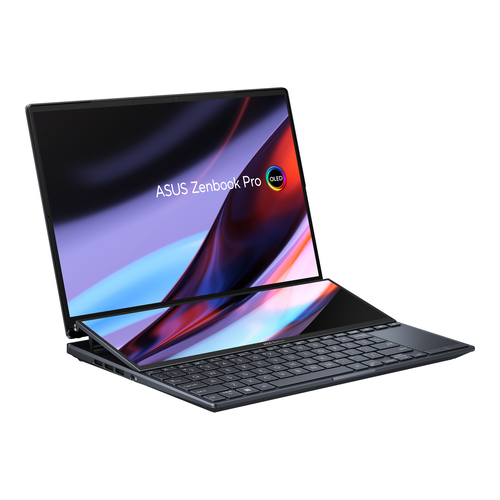 ASUS Zenbook Pro 14 Duo OLED UX8402ZE-M3047W Intel® Core™ i7 i7-12700H Ноутбук 36,8 cm (14.5") Сенсорный экран 2.8K 16 GB LPDDR5-SDRAM 1 TB Твердотельный накопитель (SSD) NVIDIA GeForce RTX 3050 Ti Wi-Fi 6E (802.11ax) Windows 11 Home Черный