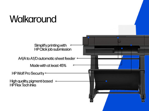 HP DESIGNJET T870 24 INCH SINGLE-FUNCTION PRINTER ONLY A4, A3, A2, A1 - 1YR