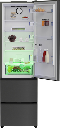 Beko AeroFlow™ HarvestFresh™ GNE4603VPZ 204cm 60/40 No Frost Fridge Freezer - Black Steel - E Rated, Black - image 3