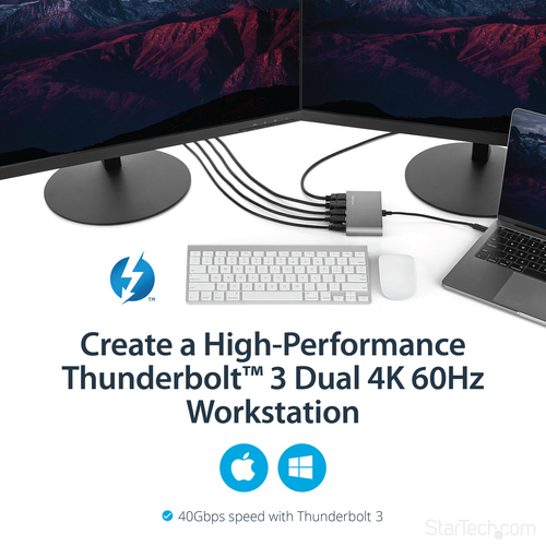 StarTech.com Dual 4K Monitor Mini Thunderbolt 3 Dock with HDMI - Mac & Windows Docking Station - Discontinued, Limited Stock, & Replaced by TB3DKM2HDL (TB3DKM2H – image 8