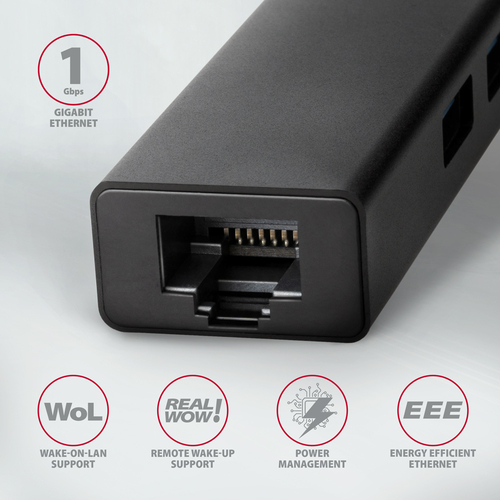 AXAGON SuperSpeed USB-C 5 Gbps Hub mit 3 USB-A und Gigabit LAN – Foto 4 von 8