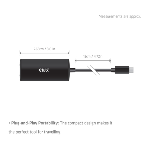 Club 3D CAC-2531 USB-C naar RJ45 10G Ethernet Adapter, afbeelding 3