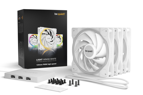Be quiet! LIGHT WINGS White 120mm PWM high-speed Triple Pack, afbeelding 5