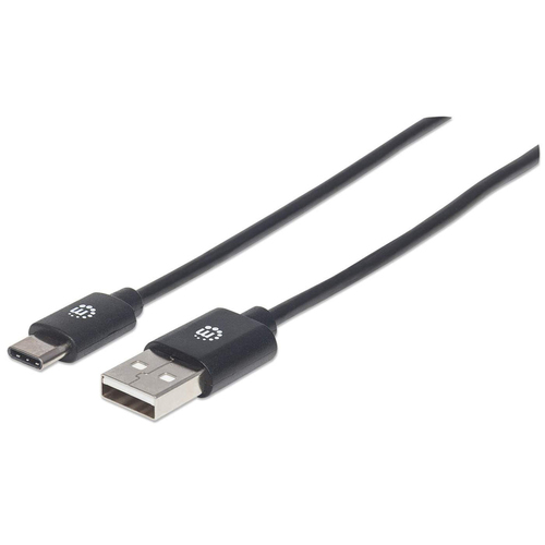 Manhattan Cable USB-C a USB-A, 1 m, macho a macho, 480 Mbps (USB 2.0), negro, garantía de por vida, equivalente a USB2AC1M imagen 1
