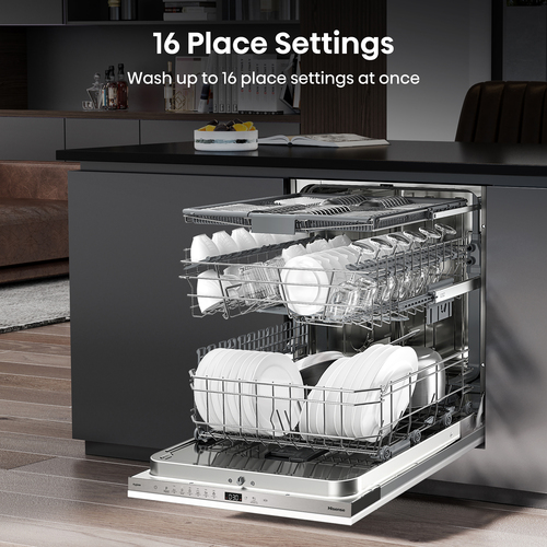 Hisense HV643D90UK Full-size Fully Integrated Dishwasher, White - image 2
