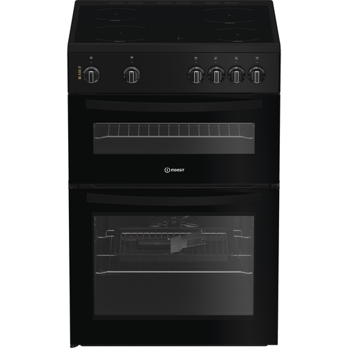 Indesit IDE6VMB 60cm Wide Single Oven Electric Cooker with Ceramic Hob - Black - A Rated, Black - image 1
