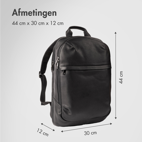 Accezz Leather Laptop rugzak 16 inch - Zwart, afbeelding 9