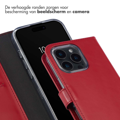 Selencia Echt Lederen Bookcase iPhone 16 Pro - Rood, afbeelding 4