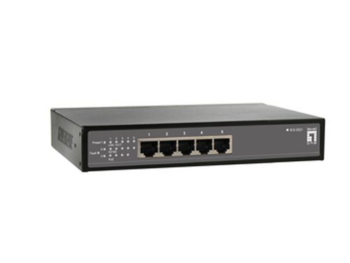 LevelOne 4 x 802.3af PoE + 1 FE Unmanaged Switch -40 ~ 75C, Desktop