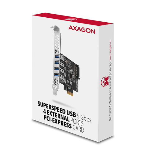 AXAGON SuperSpeed 4  USB-A 5 Gbps externe Ports PCIe-Karte – Foto 7 von 7