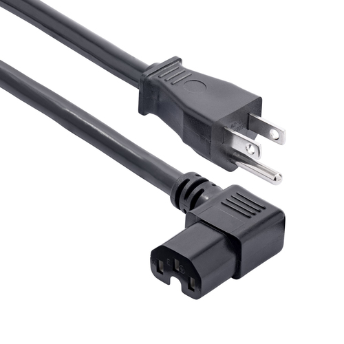 8FT (2.4M) HEAVY DUTY POWER CORD, NEMA 5-15P TO RIGHT ANGLE C15, 15A 125V, 14AWG