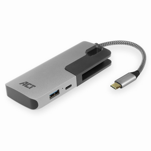 ACT AC7052 док-станция для ноутбука USB 3.2 Gen 1 (3.1 Gen 1) Type-C Черный, Серый