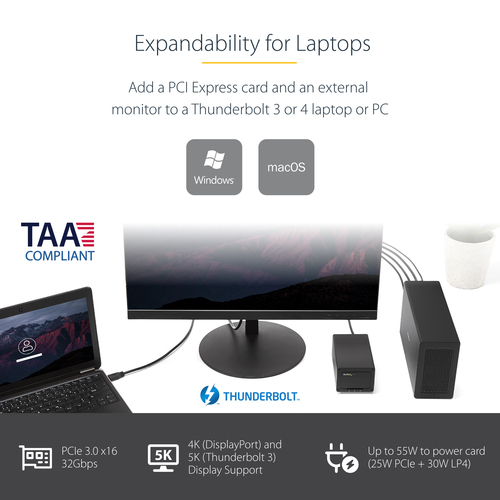 StarTech.com Thunderbolt 3 PCIe Expansion Chassis, External Enclosure with One PCI Express Slot, PCIe Box for Laptops/Desktops/All-In-Ones, 5K/4K Output Via TB3 – image 7