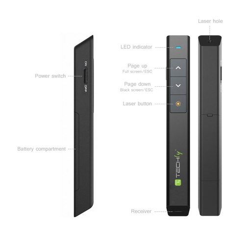 Techly ITC-LASER26 apuntador inalámbricos RF Negro