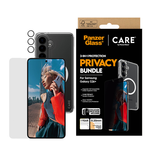 PANZERGLASS - CARE Privacy 3-in-1 Bundle Samsung Galaxy S26+ CR94821 Screenprotector (glas) met privacyfolie Samsung Galaxy S26 1 stuk(s) – Photo 3 sur 8
