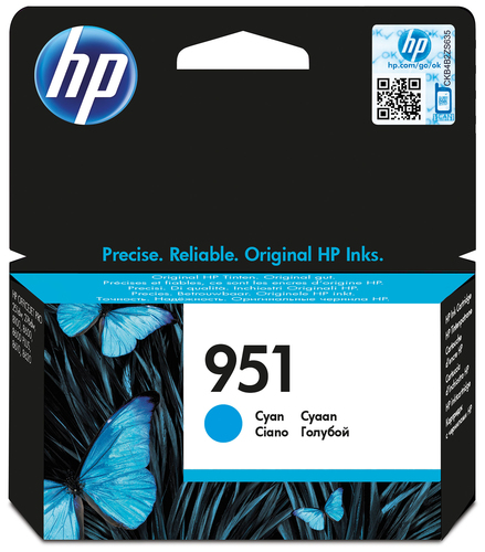 HP 951 Cyan Standard Capacity Ink Cartridge 700 pages for HP OfficeJet Pro 251/​276/​8100/​8600/​8610/​8620 - CN050AE