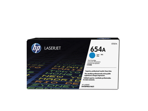 HP 654A Cyan Standard Capacity Toner 15K pages for HP Color LaserJet Enterprise M651 - CF331A