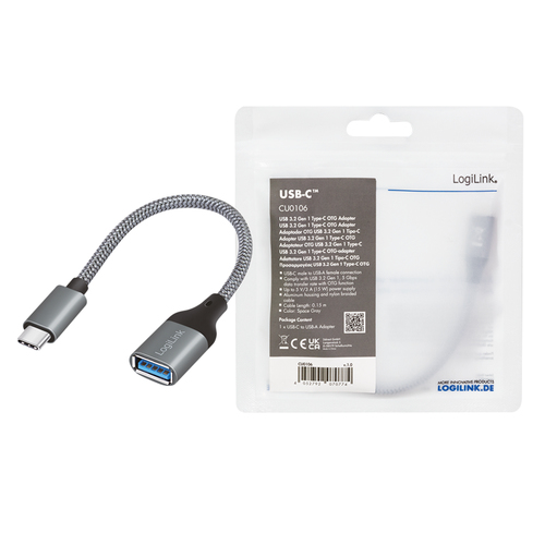 LogiLink CU0106 USB-kabel 0,15 m USB 3.2 Gen 1 (3.1 Gen 1) USB C USB A Grijs, afbeelding 6