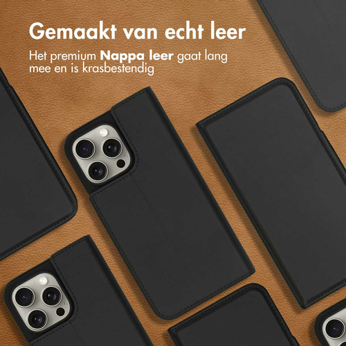 Accezz Premium Leather Slim Bookcase iPhone 15 Pro Max - Zwart, afbeelding 2