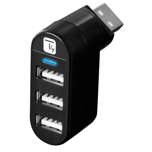 Techly IUSB2-HUB3-ROTB interface hub USB 2.0 480 Mbit/s Black