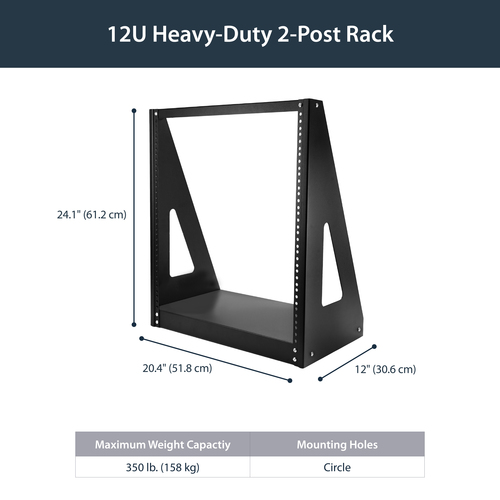 StarTech.com 12U 2-Post Open Frame Desktop Server Rack – image 7