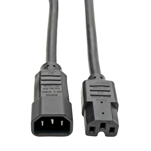 Cable de cable de alimentación de la computadora de Tripp Lite de 3 pies C14 a C15 de servicio pesado 16A 14AWG 3 &#39; - P018-003