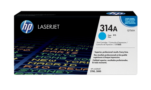 HP 314A - Cián - original - LaserJet - cartucho de tóner Q7561A - para Color LaserJet 2700 2700n 3000 3000dn 3000dtn 3000n - Q7561A