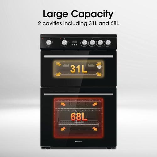 Hisense HDE3211BBUK 60cm Double Oven Electric Cooker in Black Ceramic - image 2