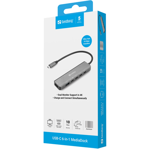 Sandberg USB-C 6-in-1 MediaDock – image 3