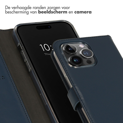 Selencia Echt Lederen Bookcase iPhone 15 Pro Max - Blauw, afbeelding 4