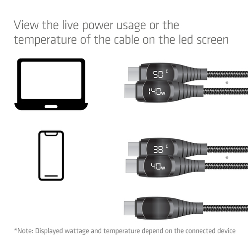 CLUB3D Veilige USB-C®-kabel met vermogensmeter, 240 W, geen dataoverdracht, 2 m, afbeelding 5