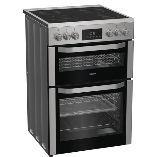 Hotpoint HDE6VDCAX 60cm Wide Double Oven Electric Cooker with Ceramic Hob - Stainless Steel - A Rated, Stainless Steel - image 3