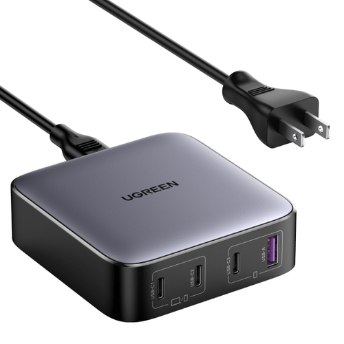 90736 Cargador de Escritorio de 100W 4 Puertos de Carga Rápida 3 USB-C 1 USB-A Tecnología GaN II SIC Power Delivery 30 Quick Charge 40 Chip Confiable y Carga Inteligente Optimiza la Experiencia de Carga 90736