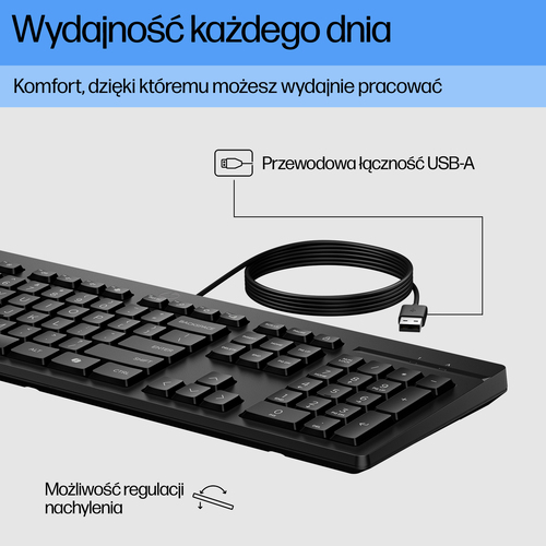 Klawiatura przewodowa HP 125 Antybakteryjna powłoka 266C9AA