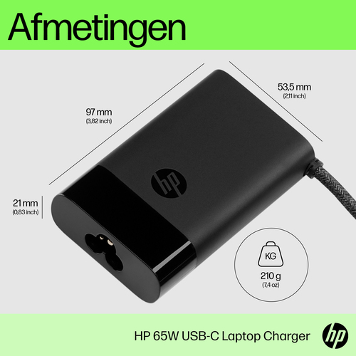 HP USB-C 65W-laptoplader – Foto 3 van 10