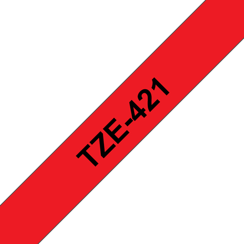 Original Brother P-Touch TZE421 9mm Gloss Tape - Black on Red - image 1