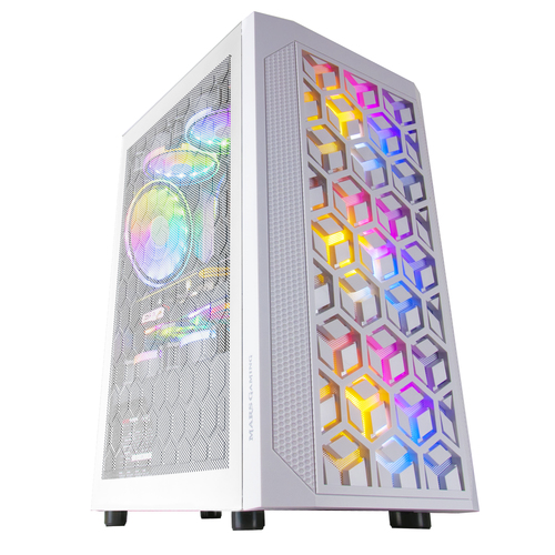 Mars Gaming MCMESHW Micro ATX Gaming PC Case 3x Fan FRGB White