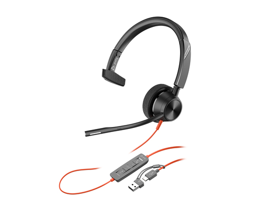 HP Poly Blackwire 3310 Monaural USB-C Headset +USB-C/A Adapter – image 9